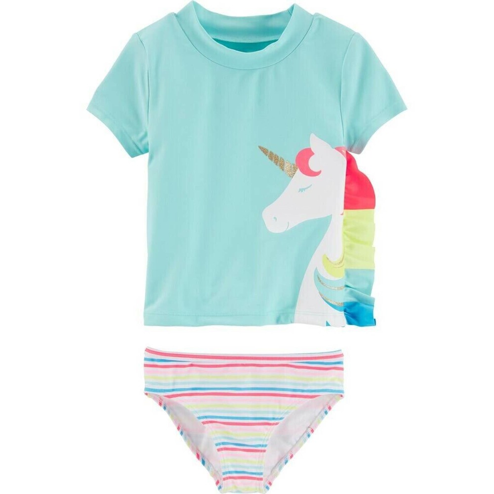 Carter's Unicorn 2-Piece Rashguard Set 12 Months Tankini Swimsuit Baby Girl New